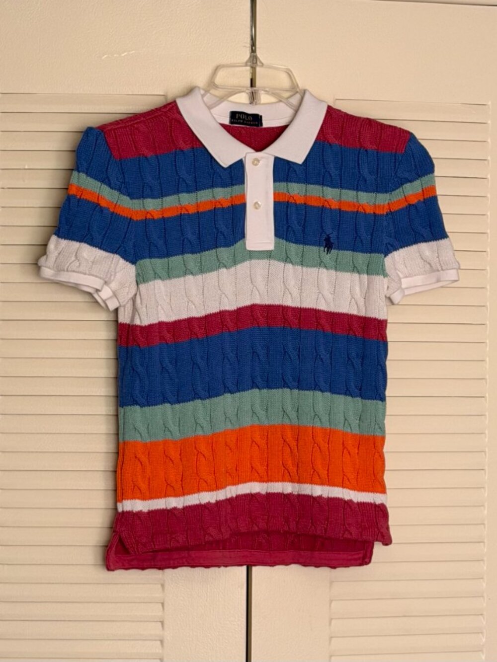 Ralph Lauren Women’s Stripe Cable Knitted Polo Shirt Size S - Picture 6 of 7
